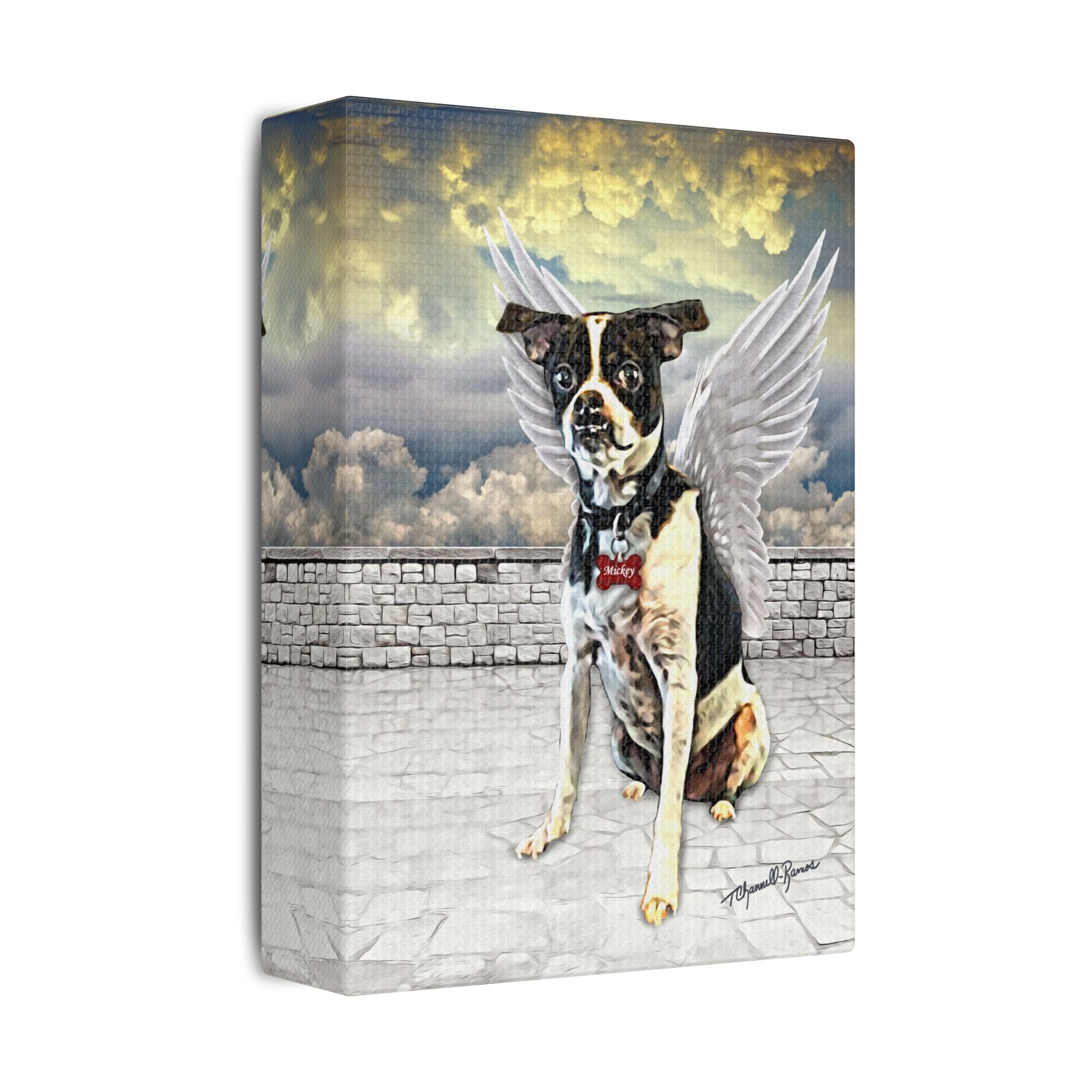 Micky Angel Wings Dog Art Canvas Print, Pet Memorial Decor, Custom Pet Portrait, Home Wall Art, Gift for Dog Lovers, Dog Lover Gift