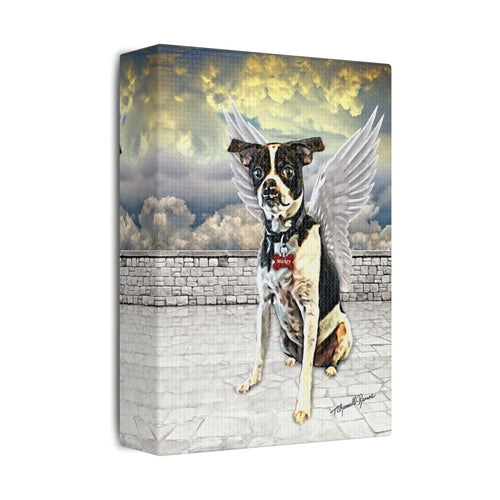 Micky Angel Wings Dog Art Canvas Print, Pet Memorial Decor, Custom Pet Portrait, Home Wall Art, Gift for Dog Lovers, Dog Lover Gift